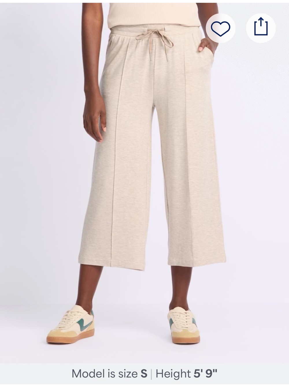 Travis Mathew Beige Wide-Leg Drawstring Crop Pants